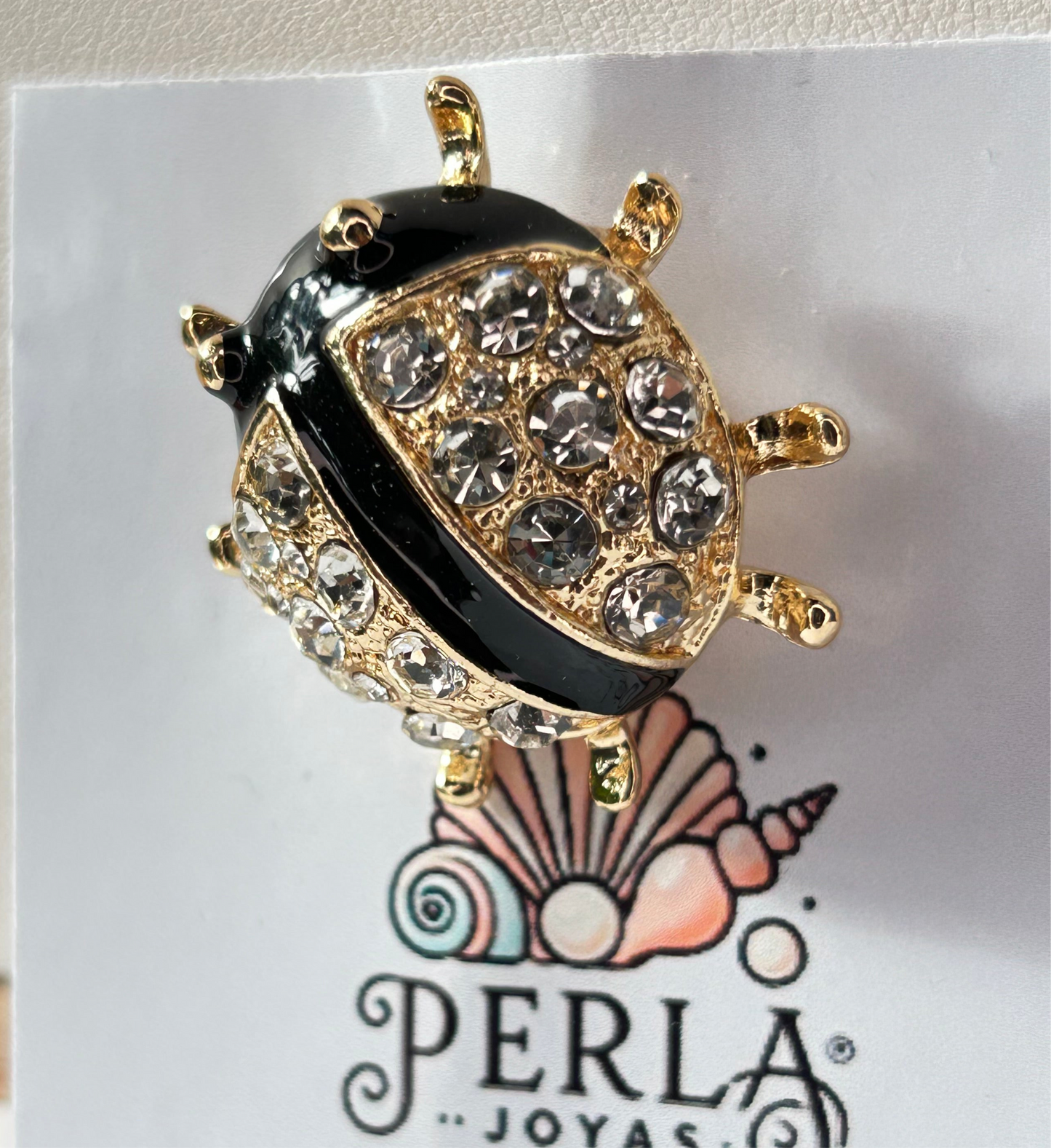 Prendedor mariquita cristales