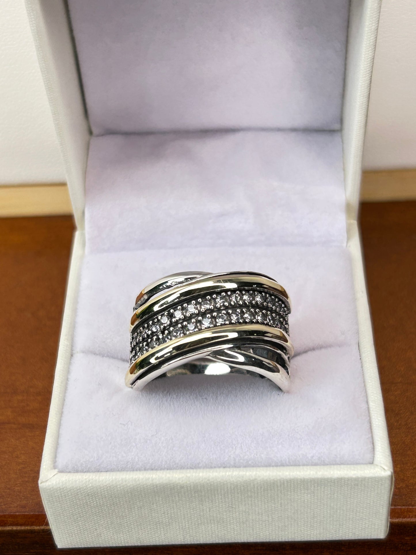 Anillo plata y oro doble