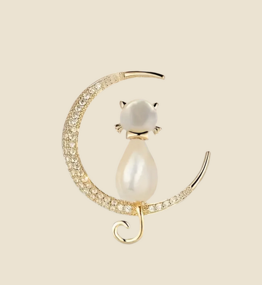 Prendedor Gato & Luna Gold