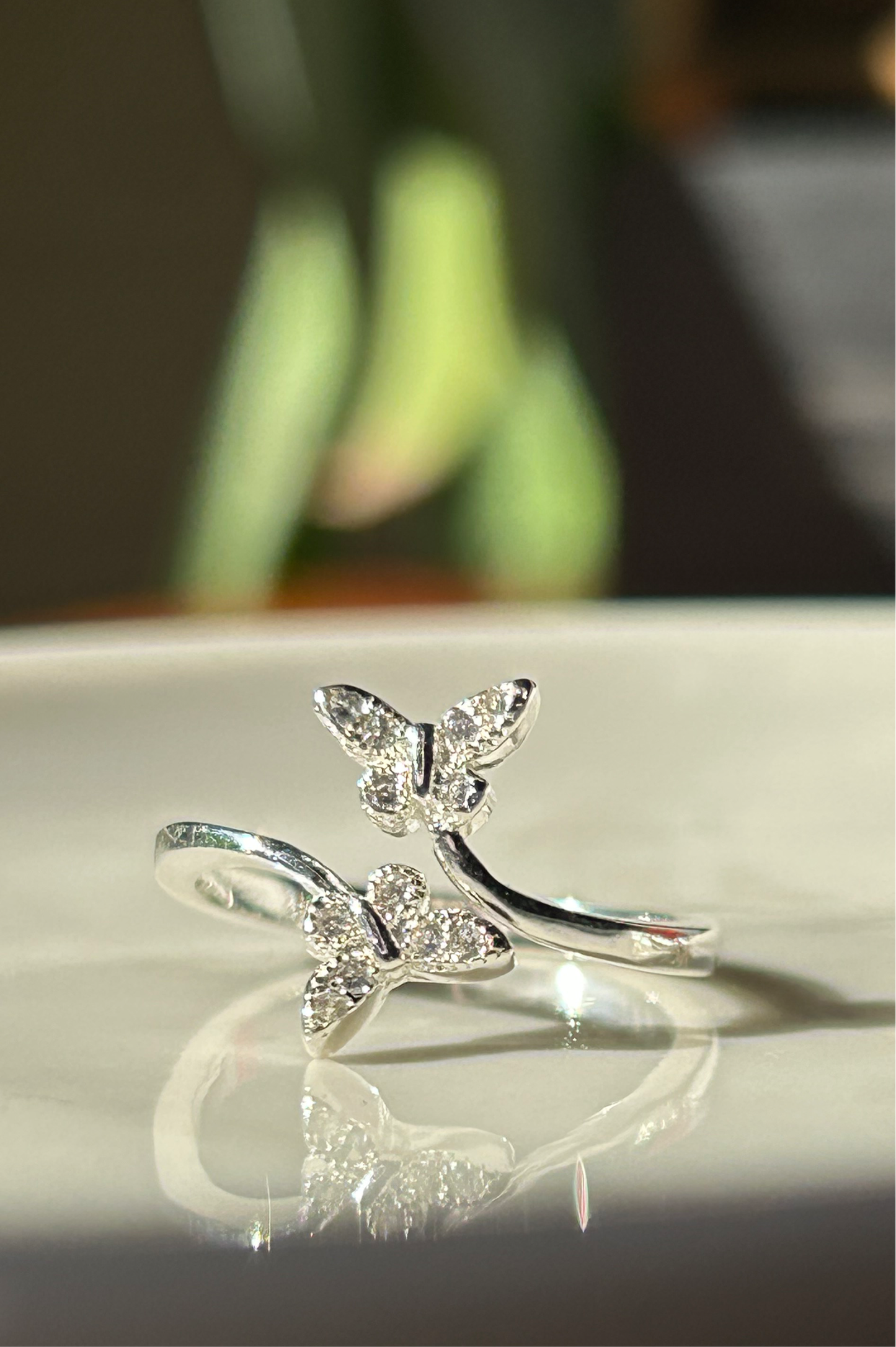 Anillo doble mariposas