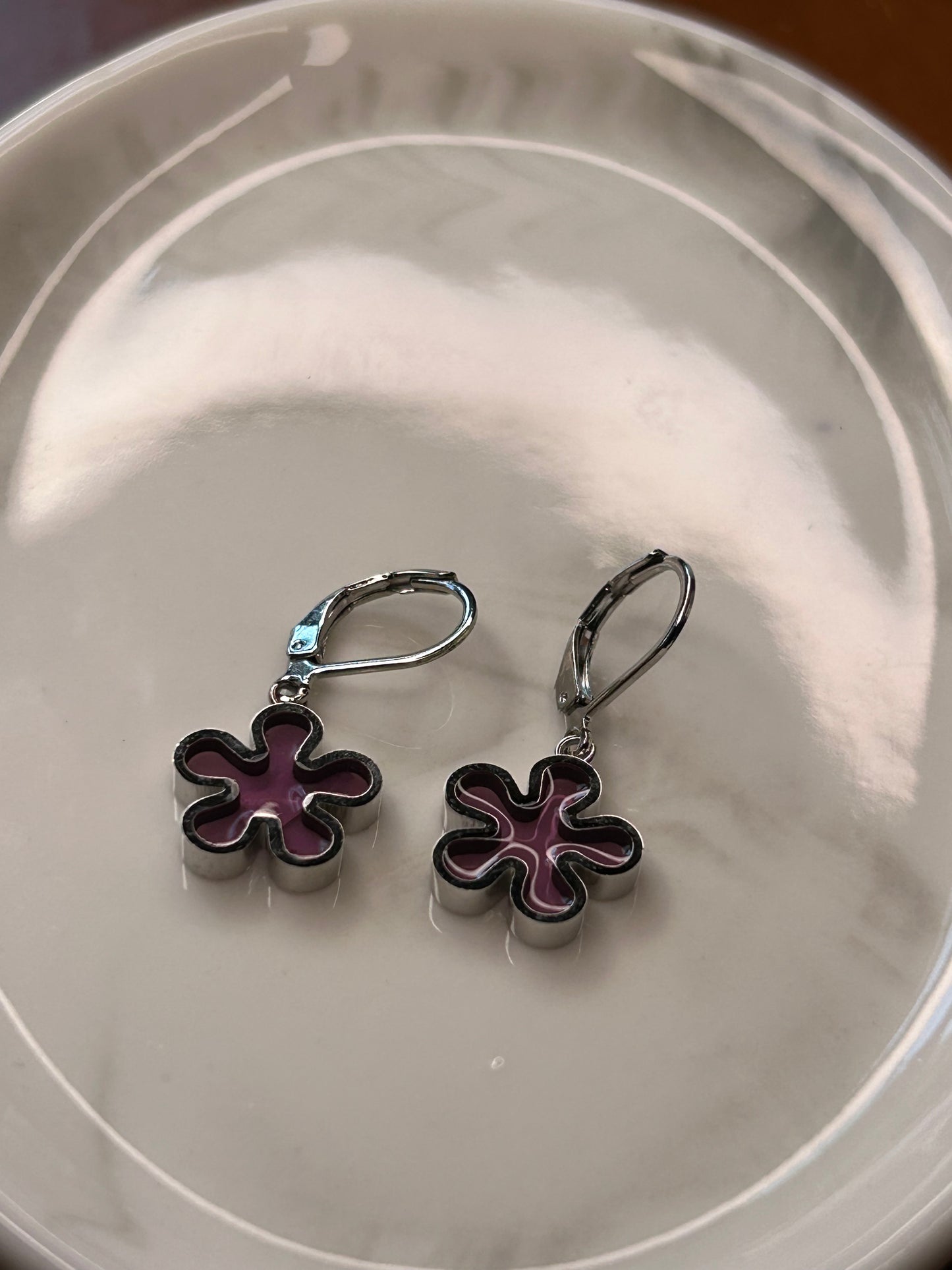 Aros flor lila