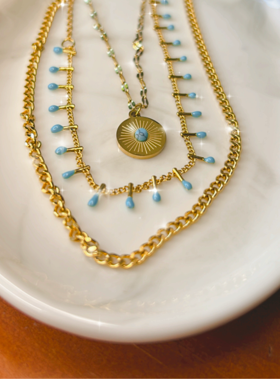 Conjunto triple cadena con dije