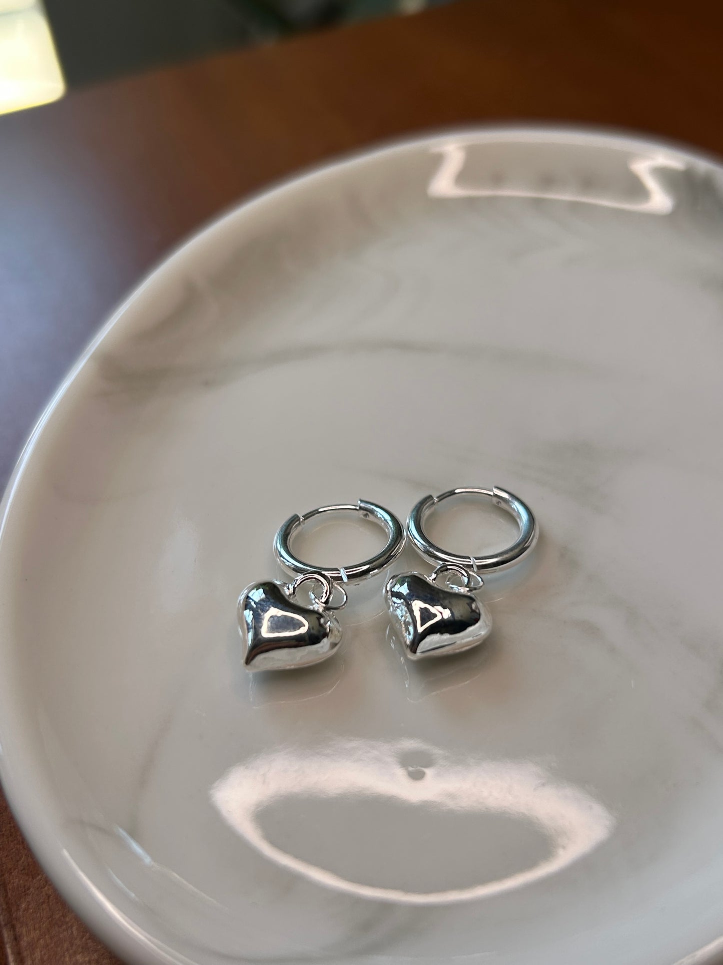 Aros Corazón plateados