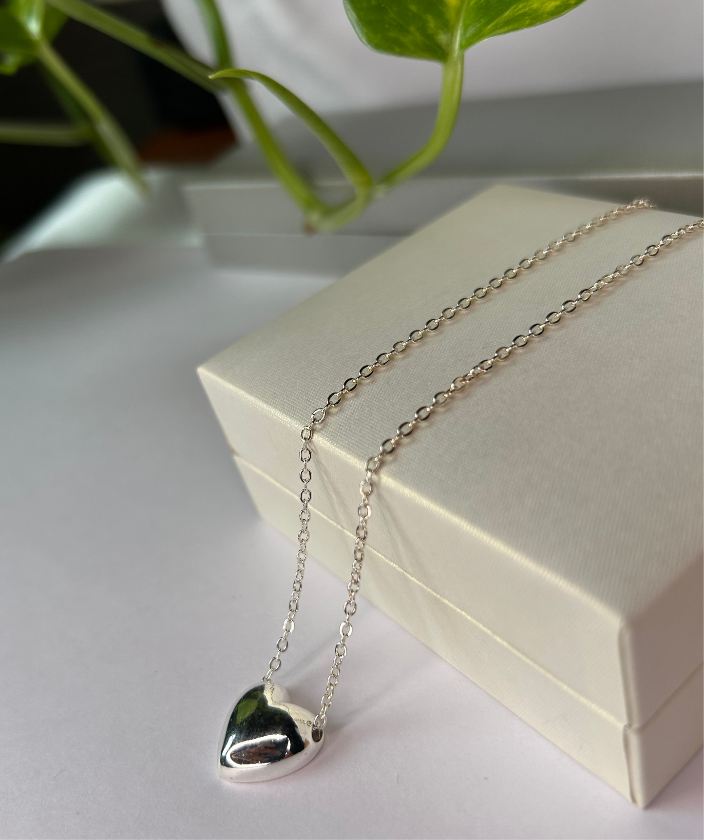 Conjunto corazón plateado