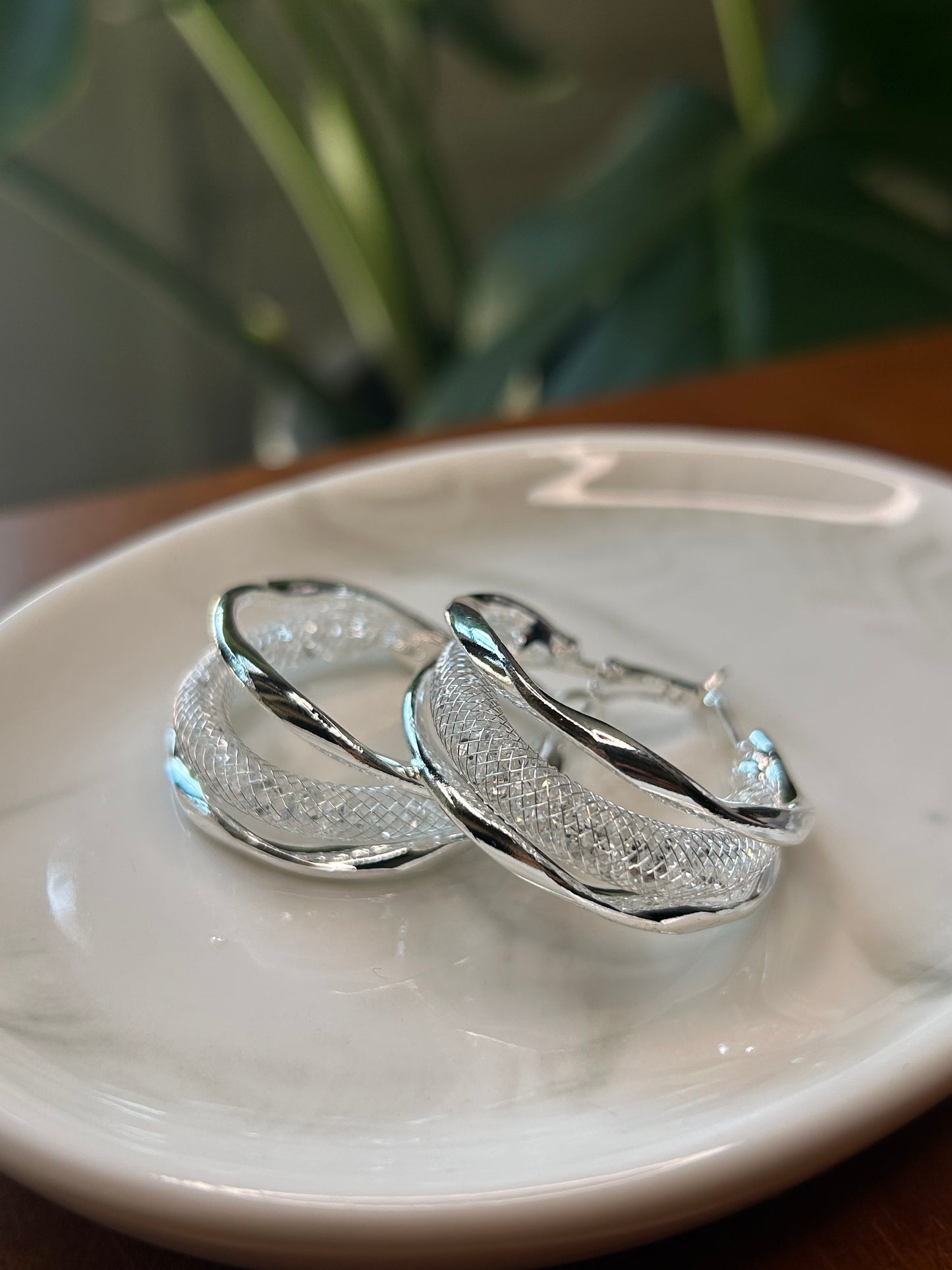Aros triple plateados