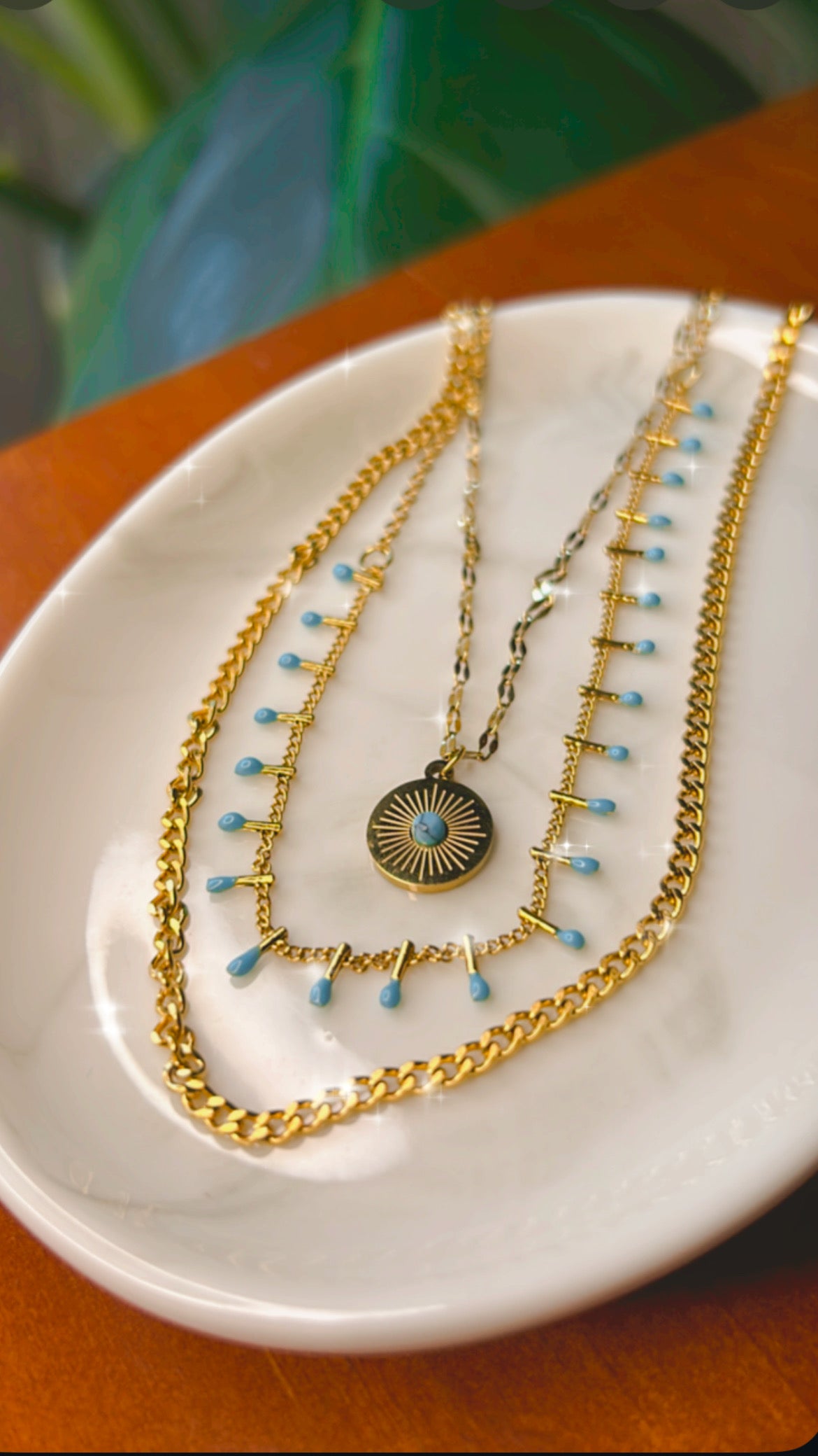 Conjunto triple cadena con dije