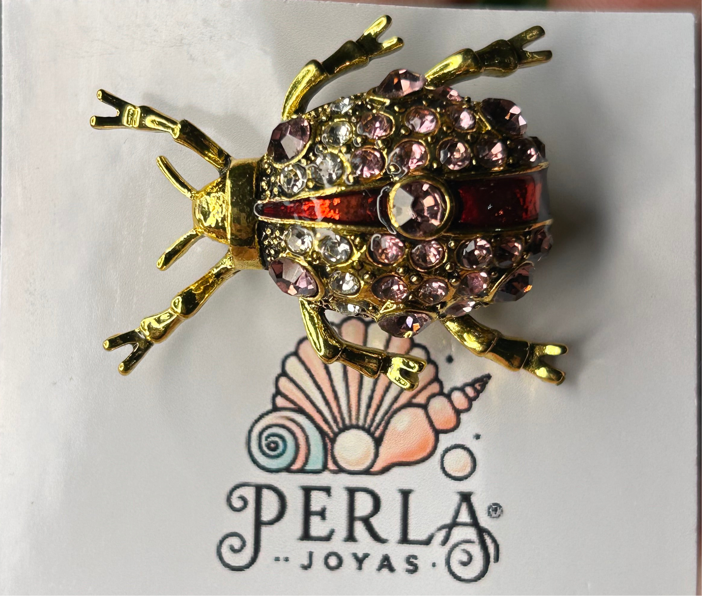 Prendedor escarabajo línea roja