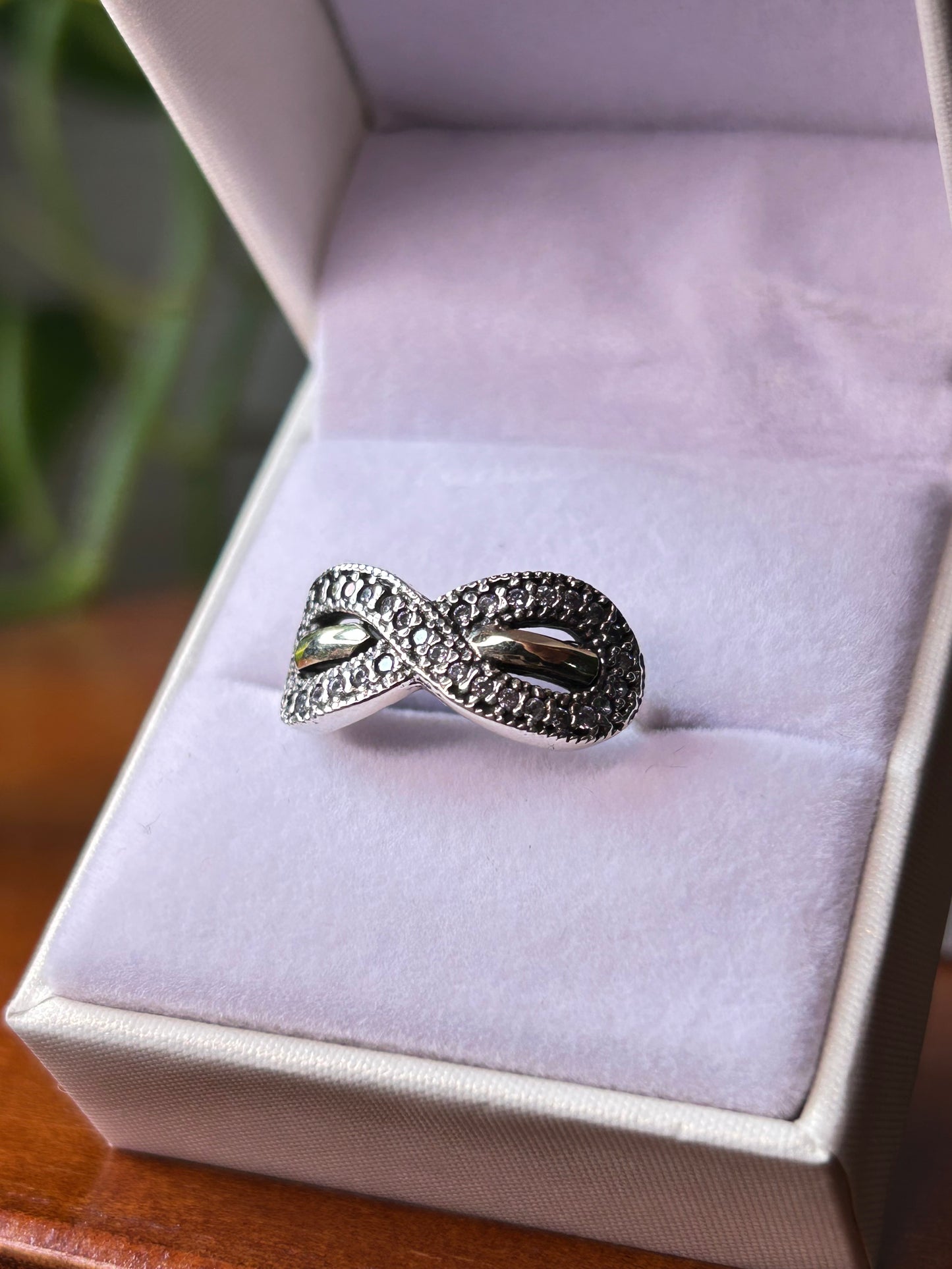 Anillo plata y oro infinito