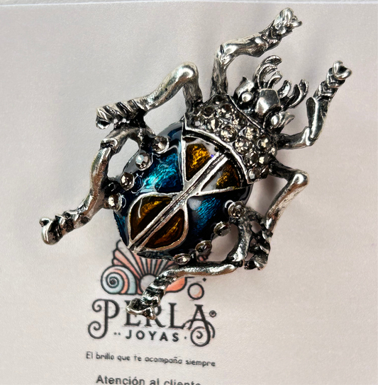 Prendedor plata y azul