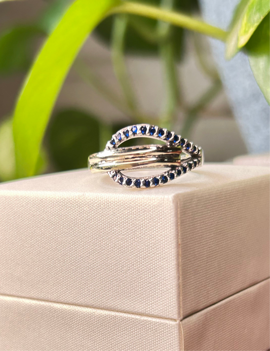 Anillo plata y oro gota blue