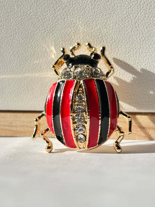 Prendedor mariquita rayas