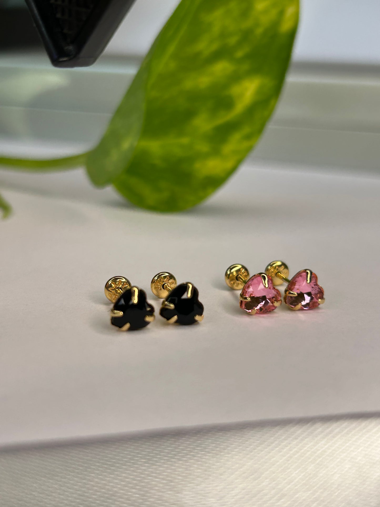 Caravanas corazón cristal negro