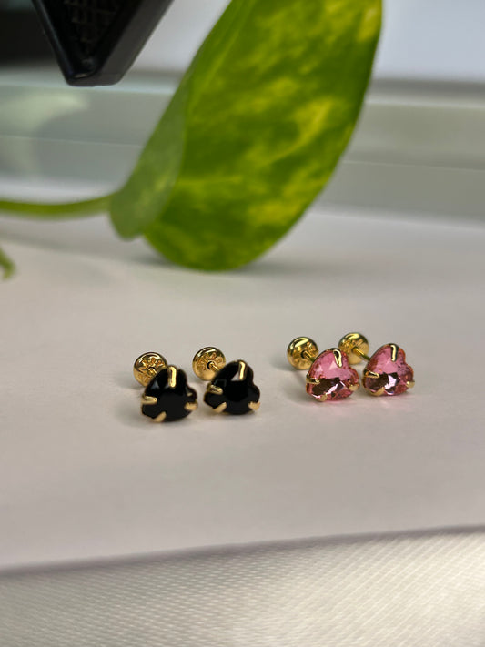 Caravanas corazón cristal negro