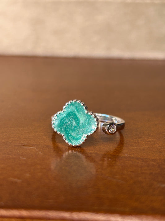 Anillo Flor Resina verde