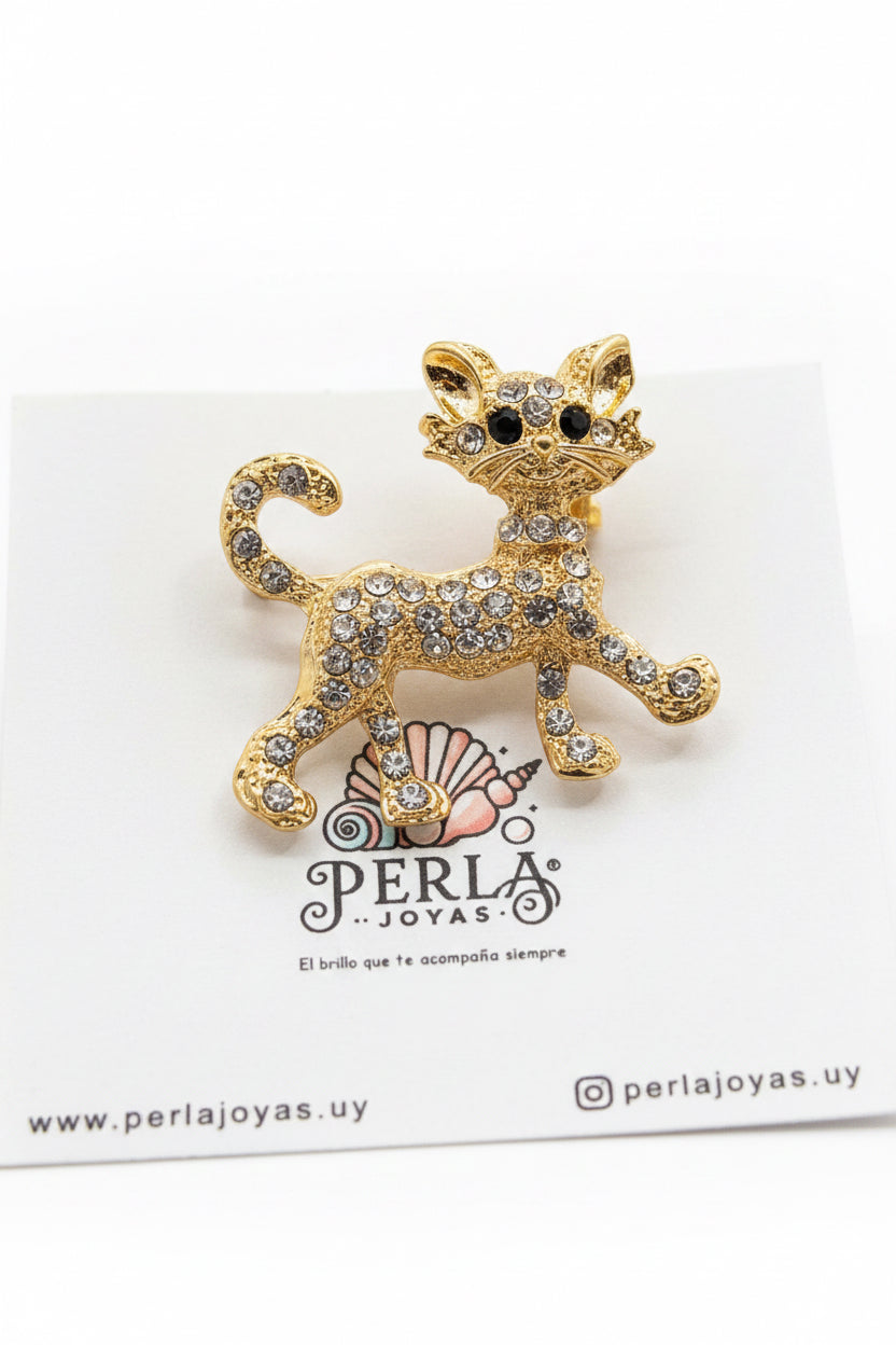 Prendedor gatito cristal