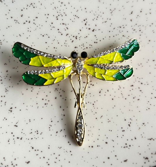 Prendedor libélula verde