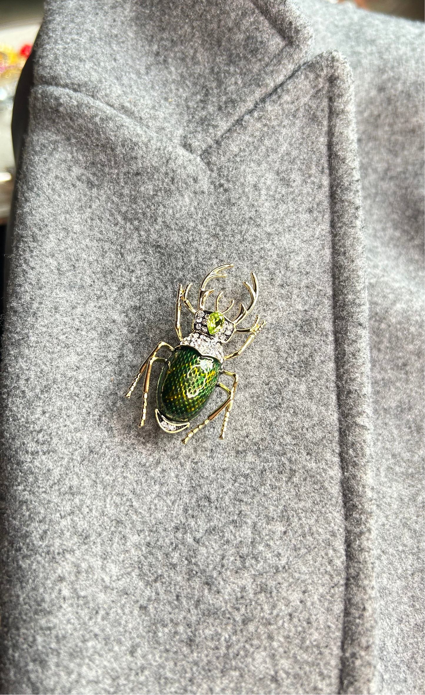 Prendedor escarabajo verde