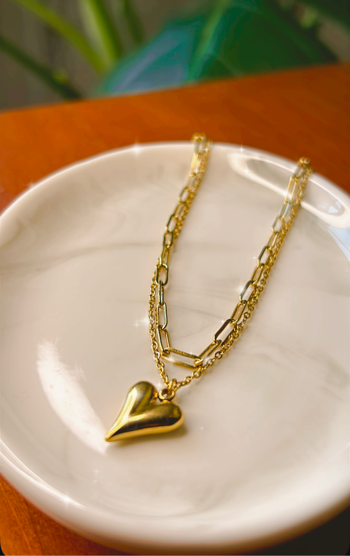 Conjunto doble cadena corazón