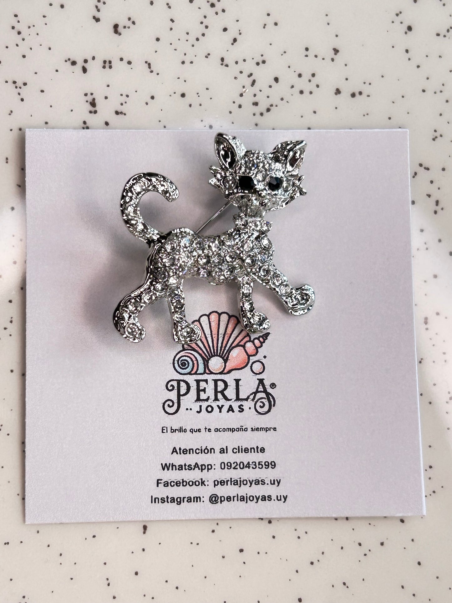 Prendedor gatito cristal