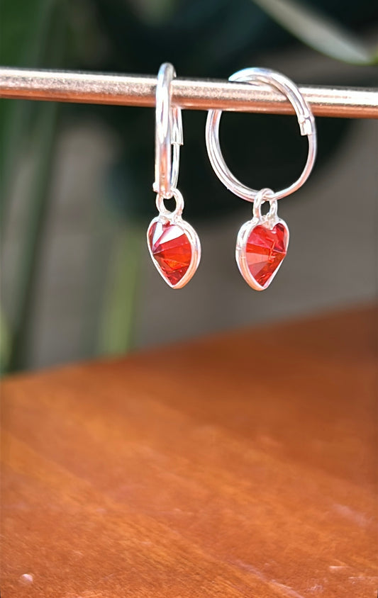 Aros corazón rojo
