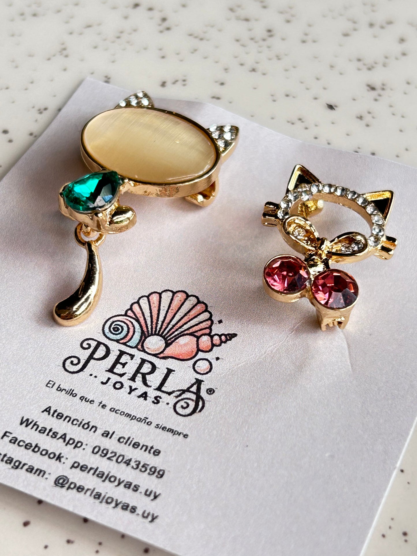 Prendedores dúo gato colita móvil