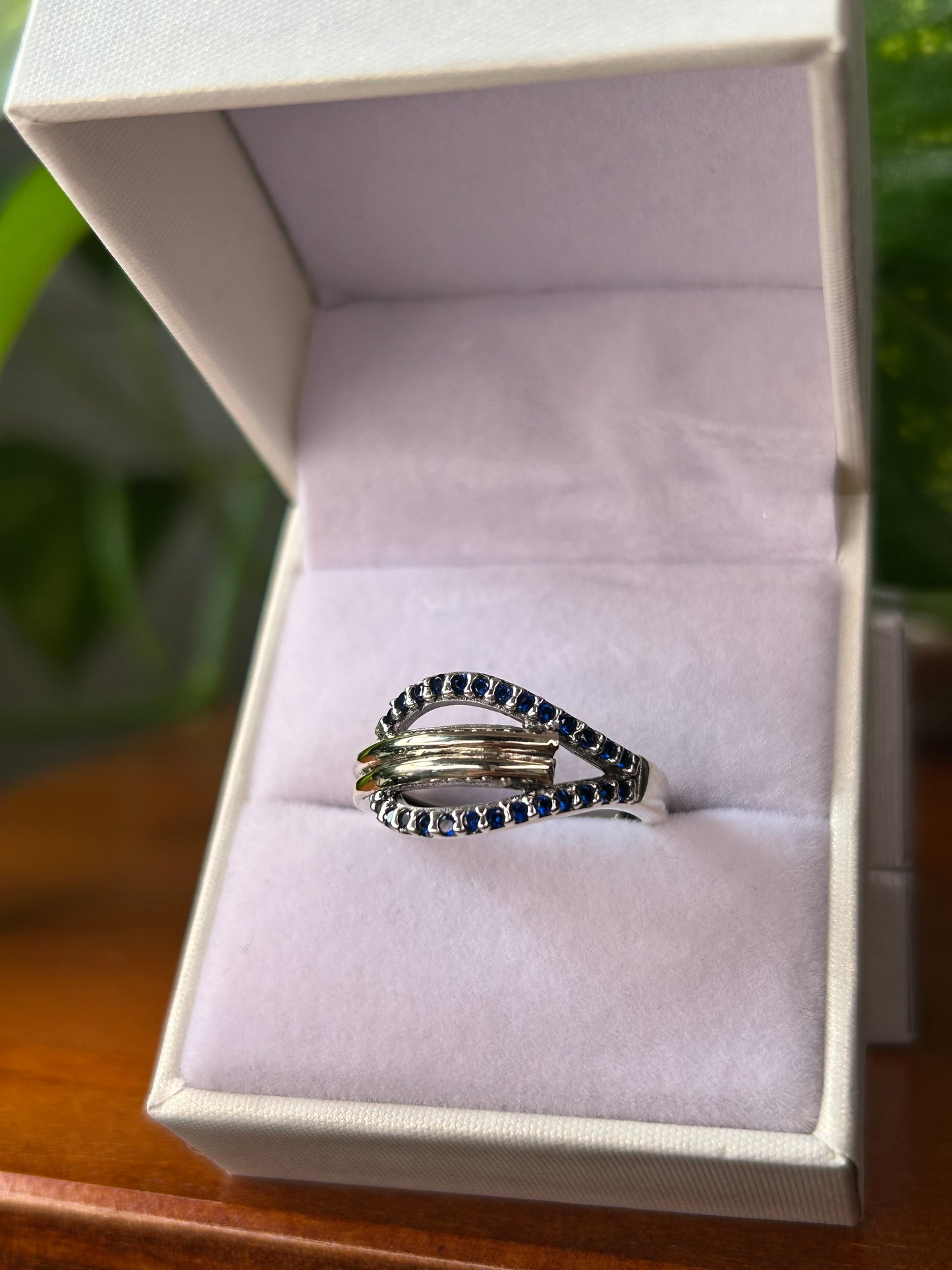 Anillo plata y oro gota blue