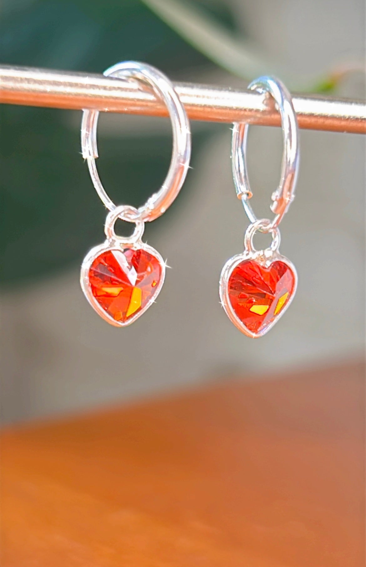 Aros corazón rojo