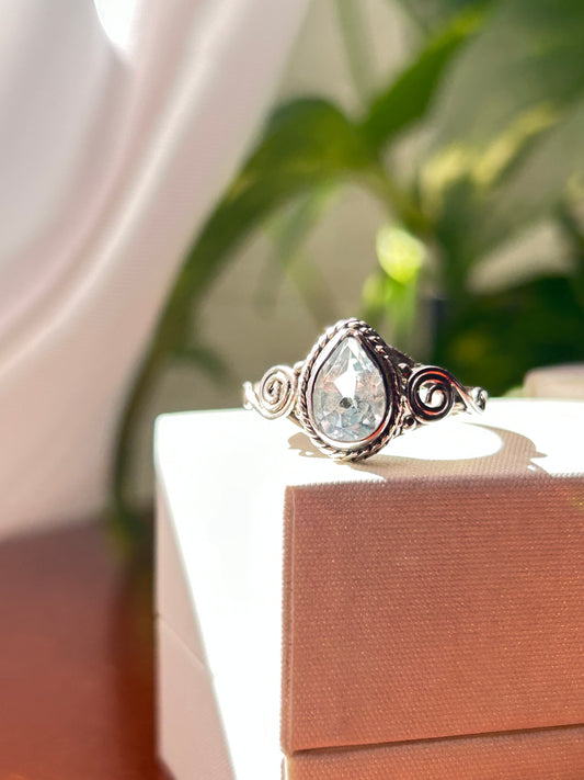 Anillo gota Topacio Azul