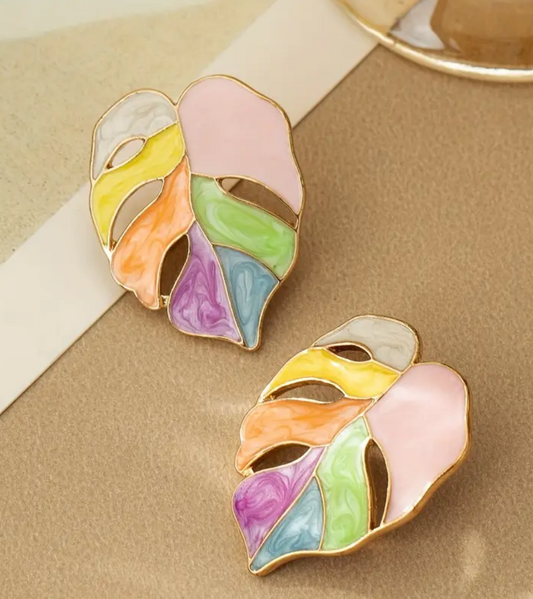 Caravanas hojas multicolor