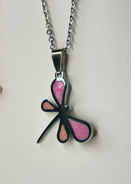 Conjunto libélula rosa