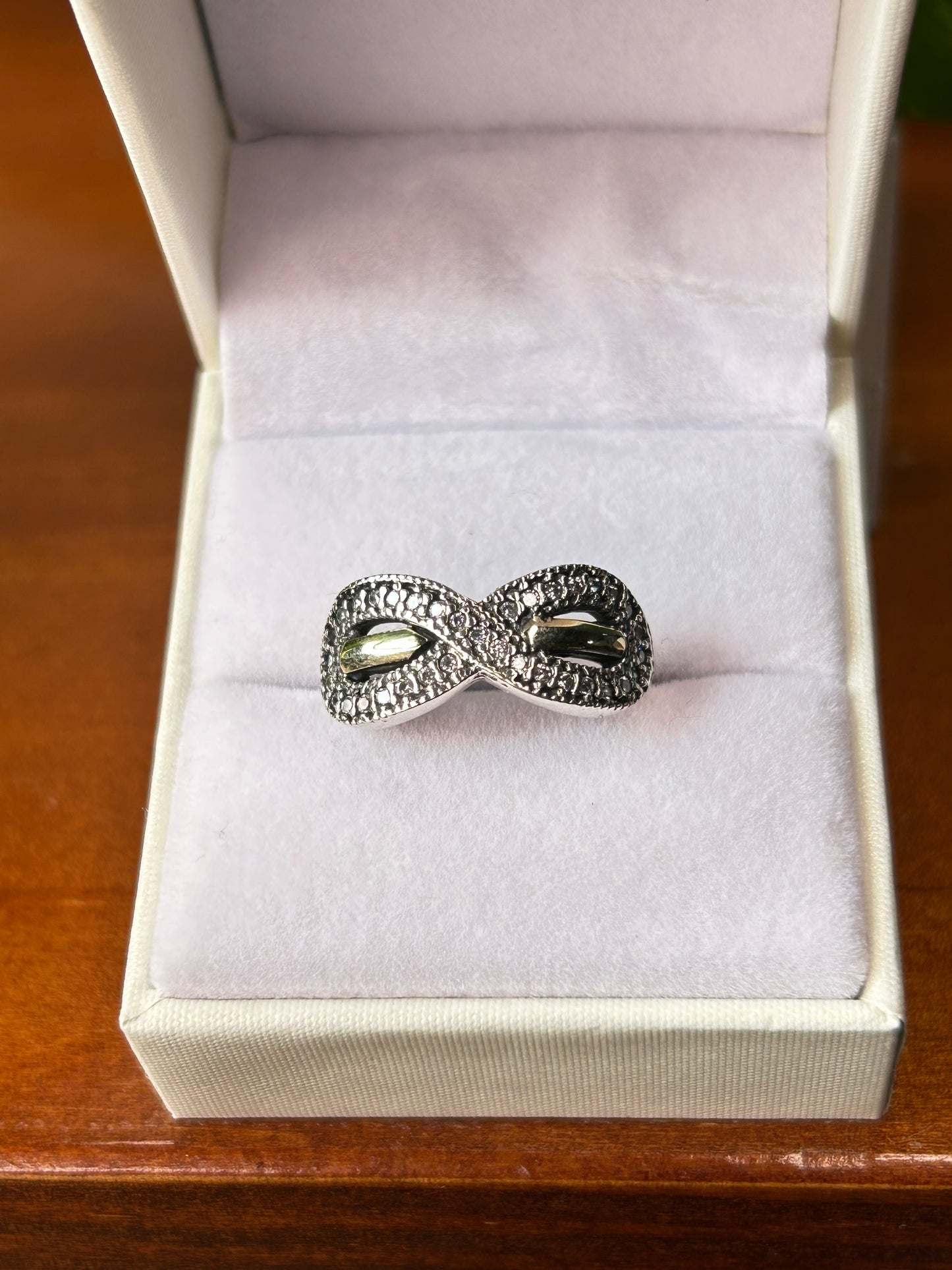 Anillo plata y oro infinito