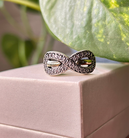 Anillo plata y oro infinito