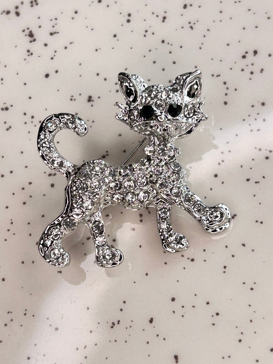 Prendedor gatito cristal