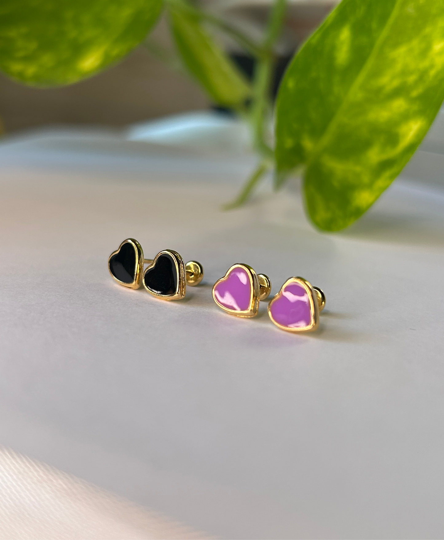 Caravanas corazón negro
