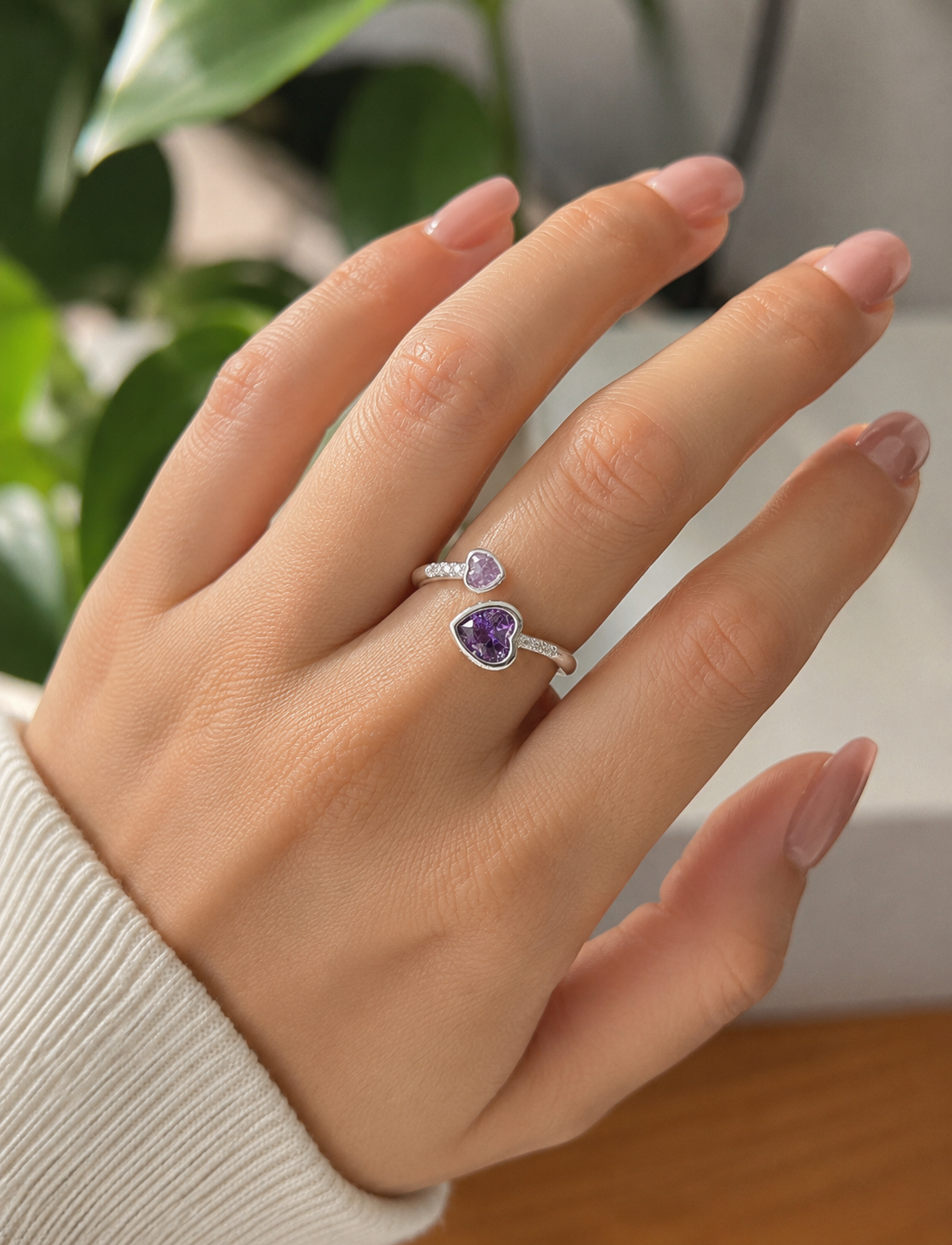 Anillo Corazón Amatista