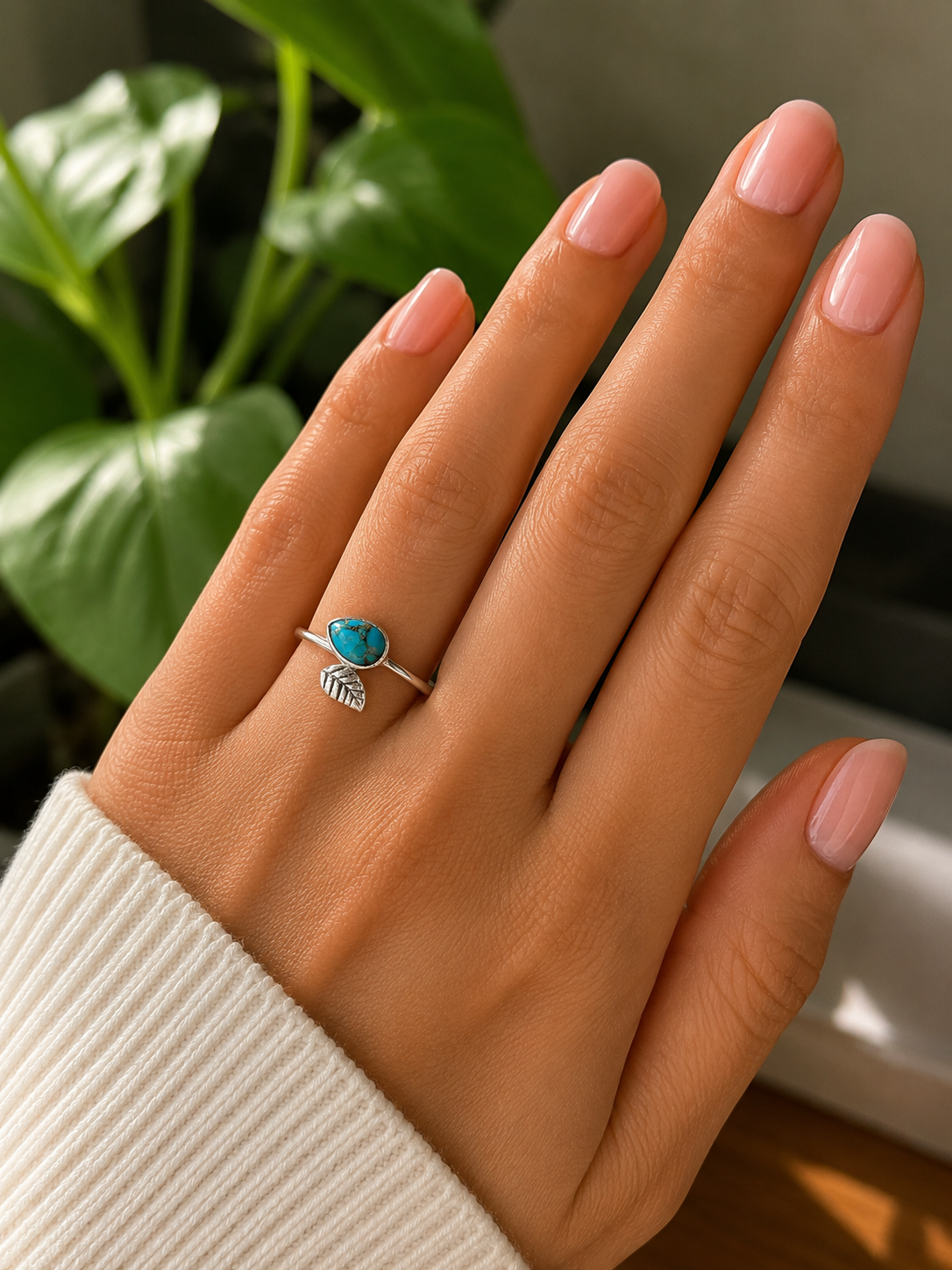 Anillo Turquesa Leaf