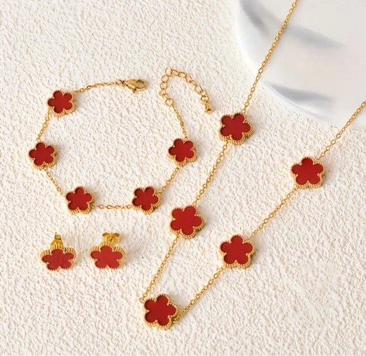 Conjunto flor roja
