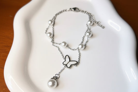 Pulsera Mariposa y perlitas