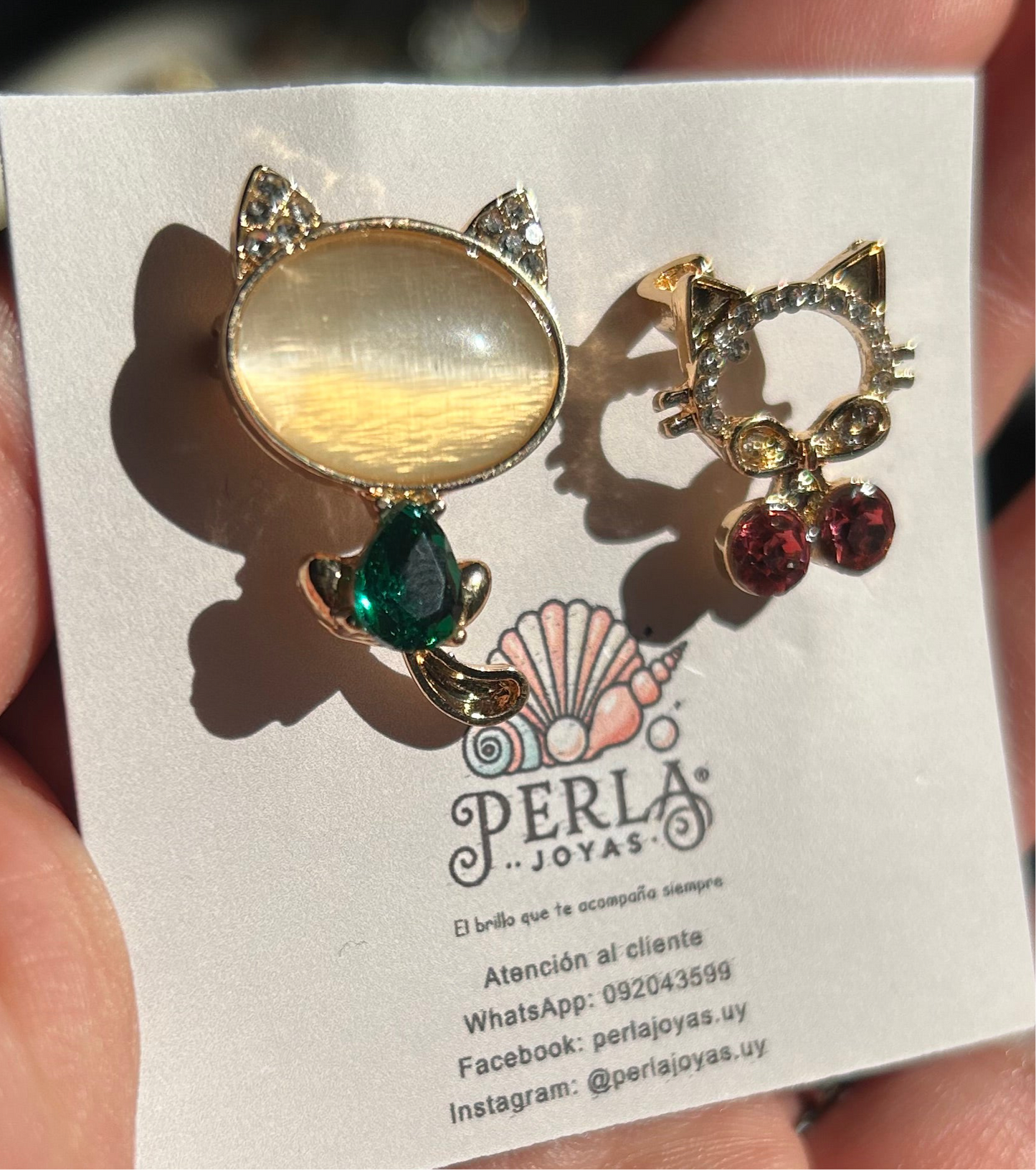 Prendedores dúo gato colita móvil