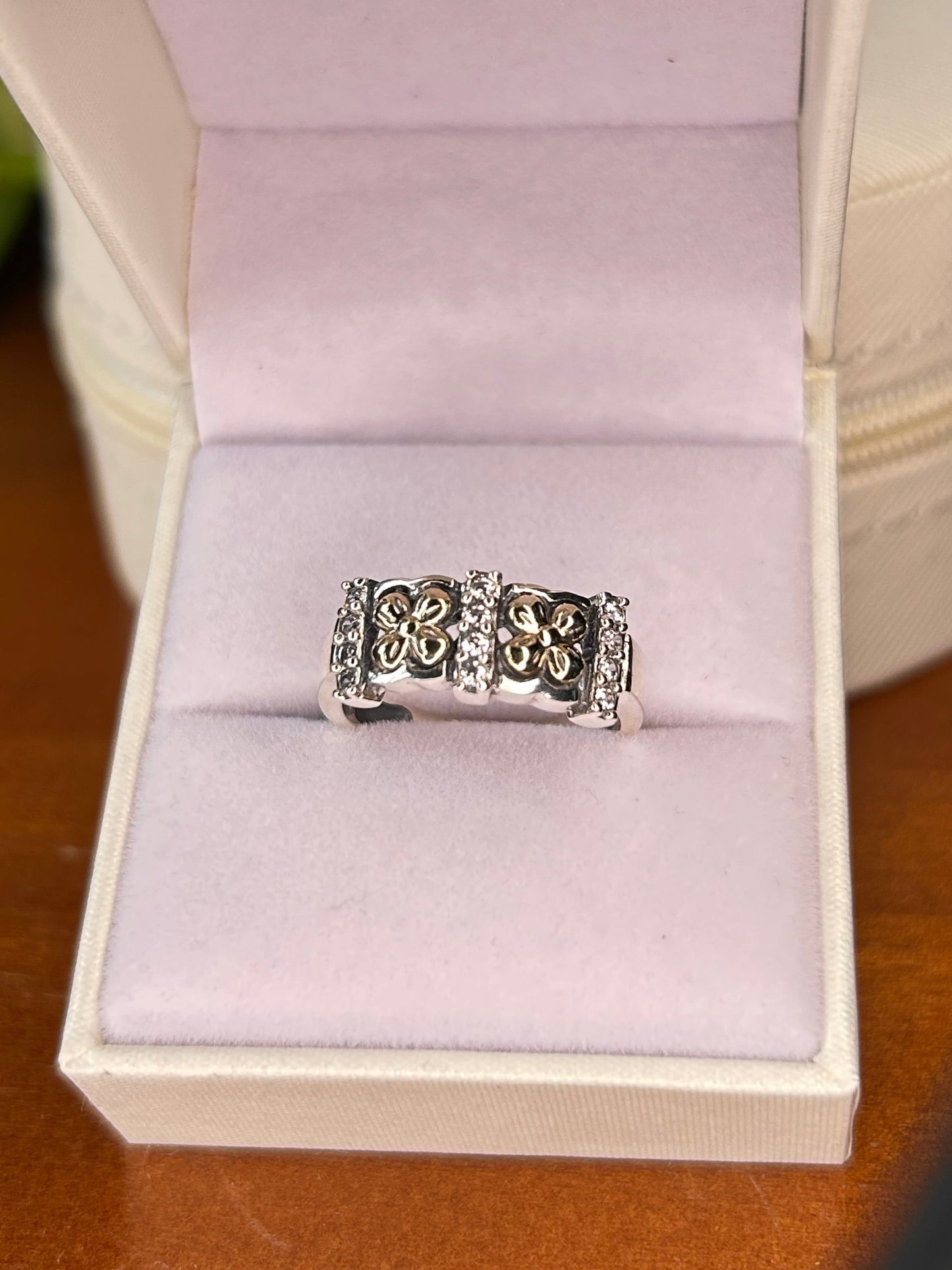 Anillo Flor Plata y Oro