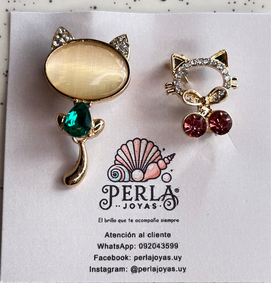 Prendedores dúo gato colita móvil