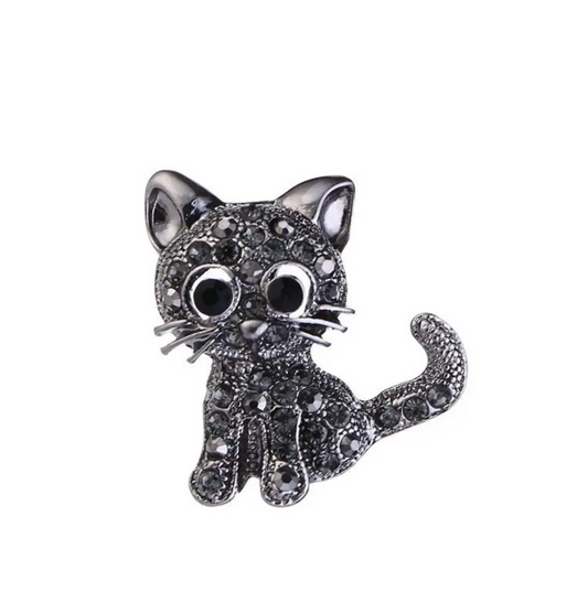 Prendedor gatito Plata