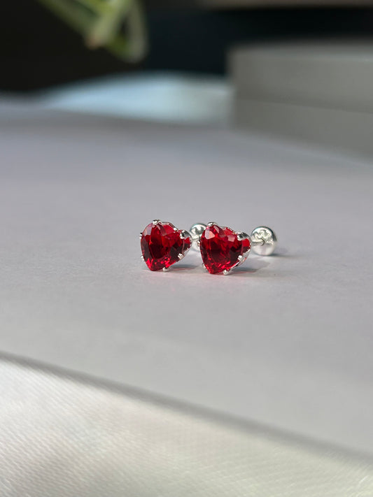 Caravanas corazón rojo