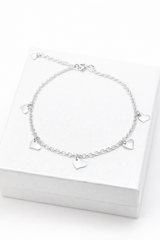Pulsera Plata Corazones