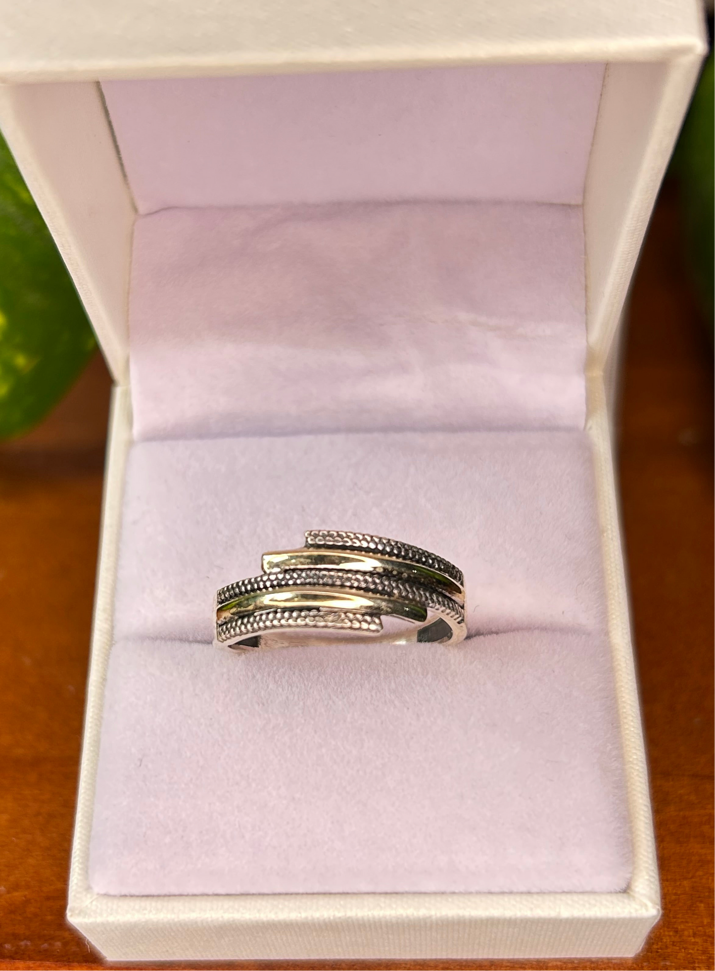 Anillo plata y oro irregular