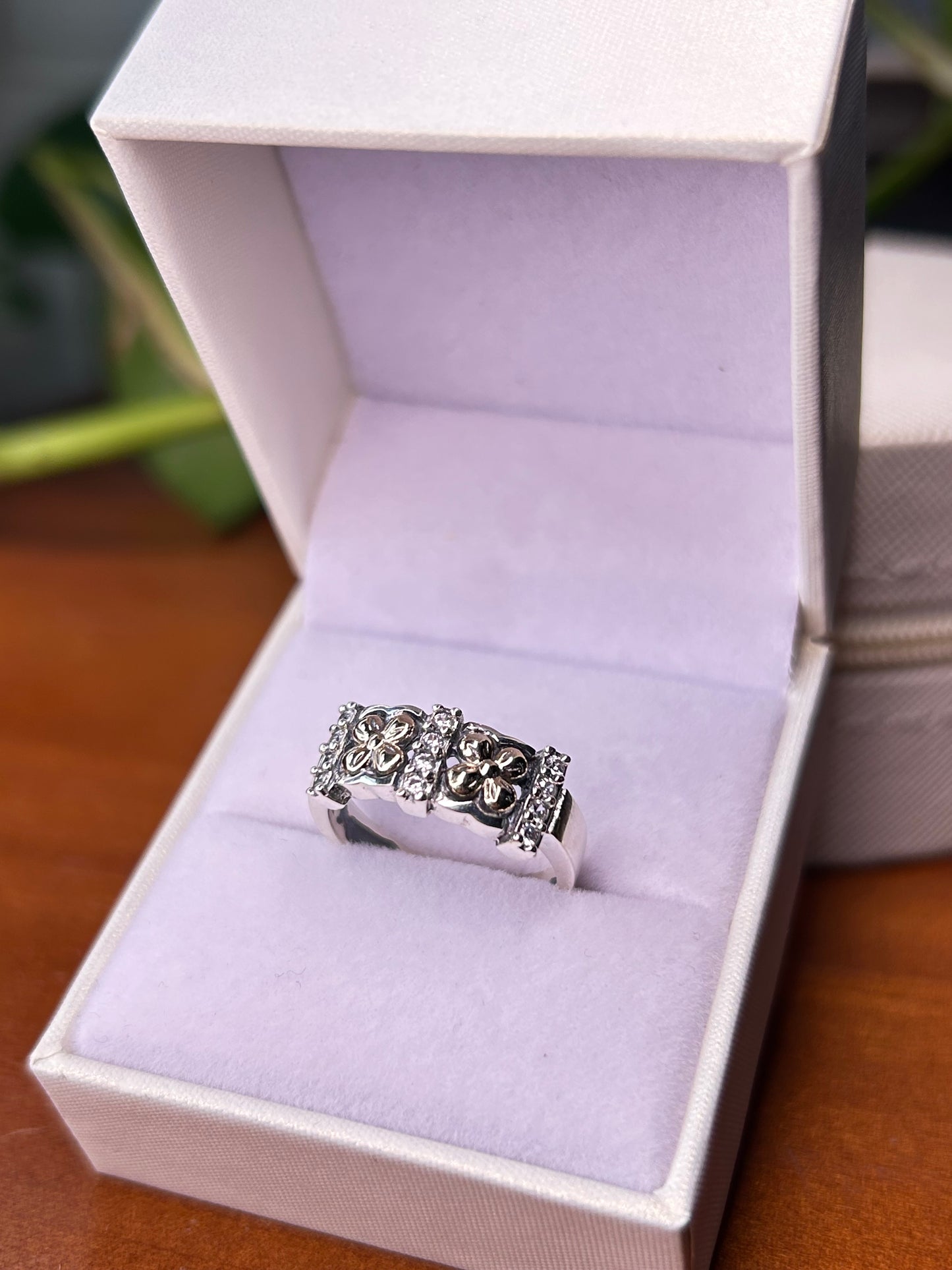 Anillo Flor Plata y Oro