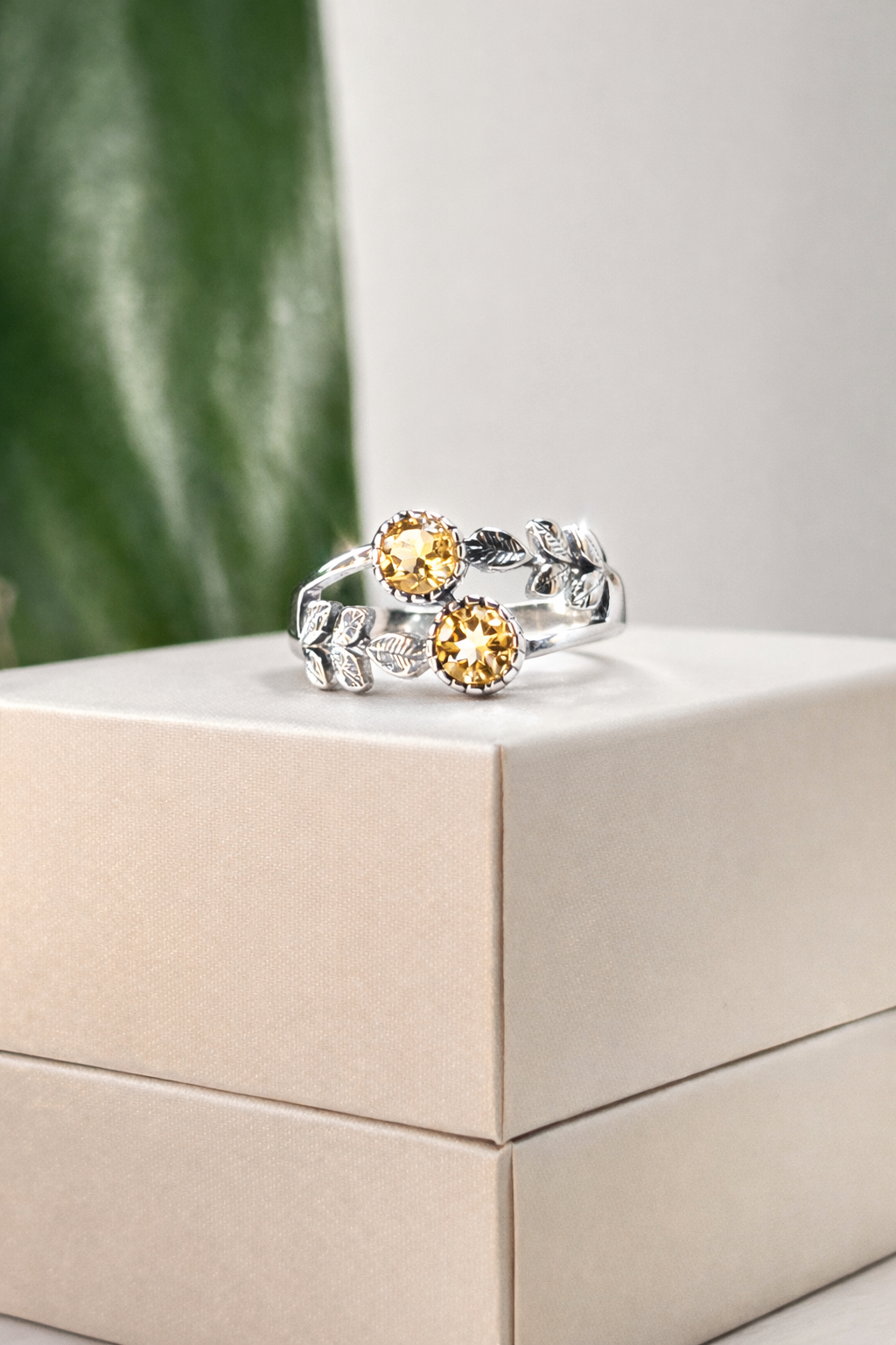 Anillo Espigas de Citrino