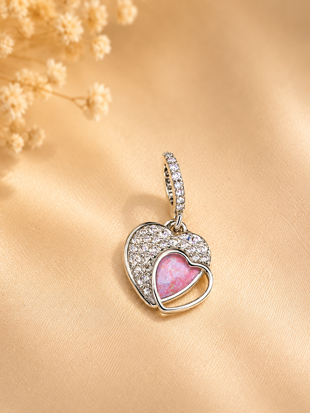Charm Pandora Doble Corazón