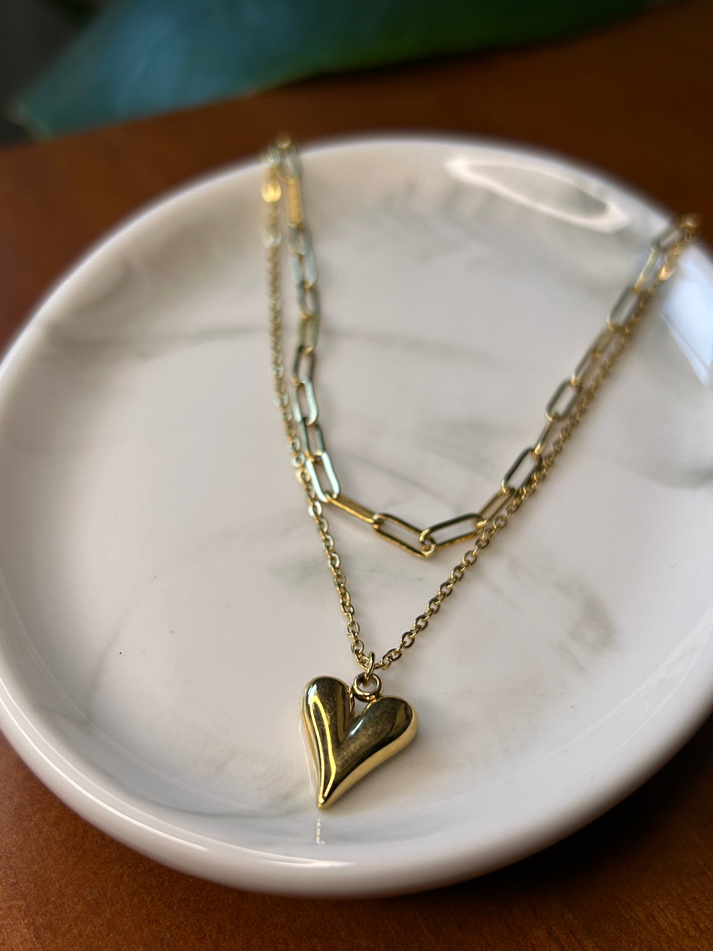 Conjunto doble cadena corazón