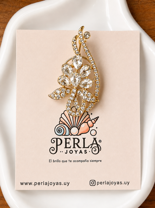 Prendedor Flor Cristal